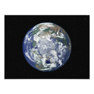 Fully lit Earth centred on the North Pole Photo Print