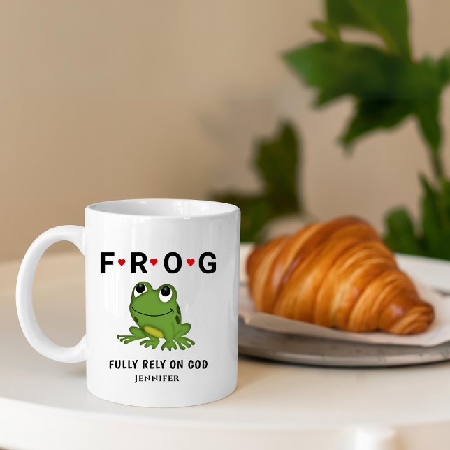   Fully Rely on God Frog Hearts Personalised Coffee Mug (Creator Uploaded)