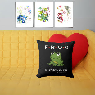   Fully Rely on God Frog Hearts Personalized Cushion