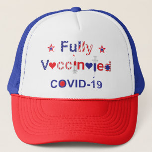 Fully Vaccinated COVID-19 in Stars and Stripes Trucker Hat