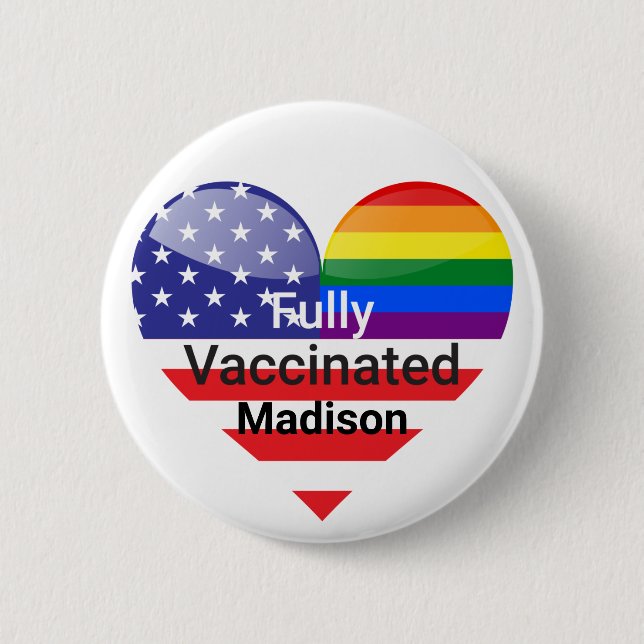 Fully Vaccinated Heart 6 Cm Round Badge (Front)