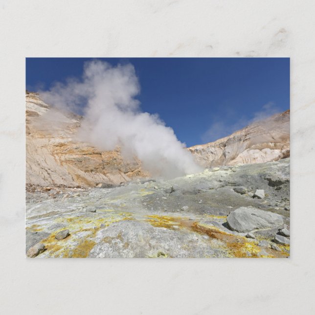 Fumarole, brimstone field in crater active volcano postcard (Front)