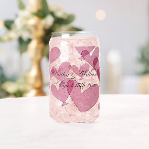 Fun 1001 red heart balloons theme custom wedding can glass
