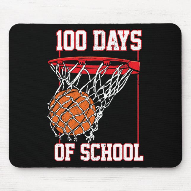 Fun 100 Days Of School Basketball Teacher Student  Mouse Pad (Front)