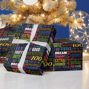 Fun 100th Birthday Party Personalised Monogram Wrapping Paper