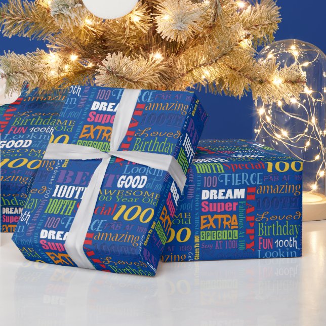 Fun 100th Birthday Party Personalised Monogram Wrapping Paper (Holidays)