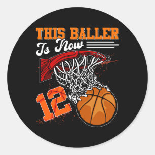 Fun 12 Years Old Kids Gift 12th Birthday Bysketbyl Classic Round Sticker