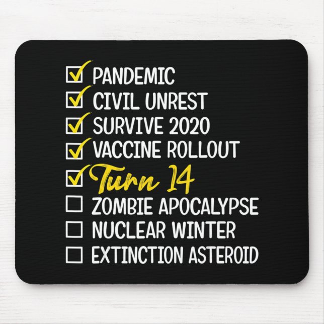 Fun 14th Birthday Gift 14 Years Old Quarantine 202 Mouse Pad (Front)