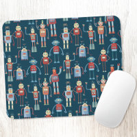 Fun 1950s Style Retro Robot Pattern Dark