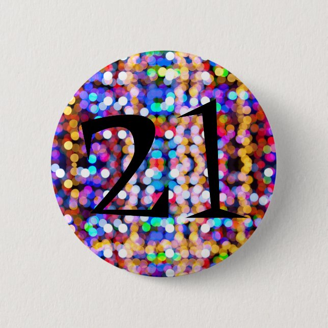 Fun 21st Birthday Bright and Colourful 6 Cm Round Badge (Front)