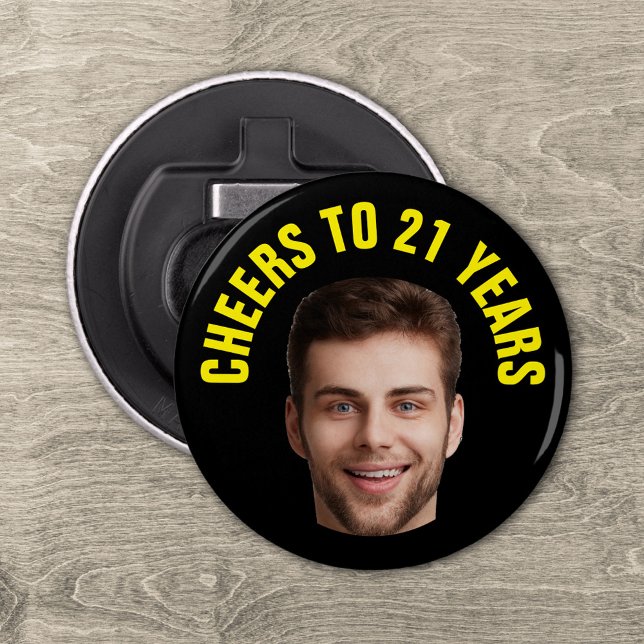 Fun 21st Birthday CUSTOM TEXT Photo Black Bottle Opener (Creator Uploaded)