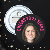 Fun 21st Birthday CUSTOM TEXT Photo Black Pink