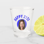 Fun 21st Birthday CUSTOM TEXT Photo Shot Glass<br><div class="desc">🥂 Create a Fun 21st Birthday Shot Glass with your text and photo. The ultimate toast for your big day! 🎉 #CustomShotGlass #21stBirthdayBash Fun birthday photo shot glass in a retro modern design. Year is customisable to suit any birthday year, wether it be your 21st, 30th, 40th, 50th or 60th...</div>