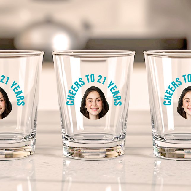 Fun 21st Birthday CUSTOM TEXT Photo  Shot Glass (Creator Uploaded)