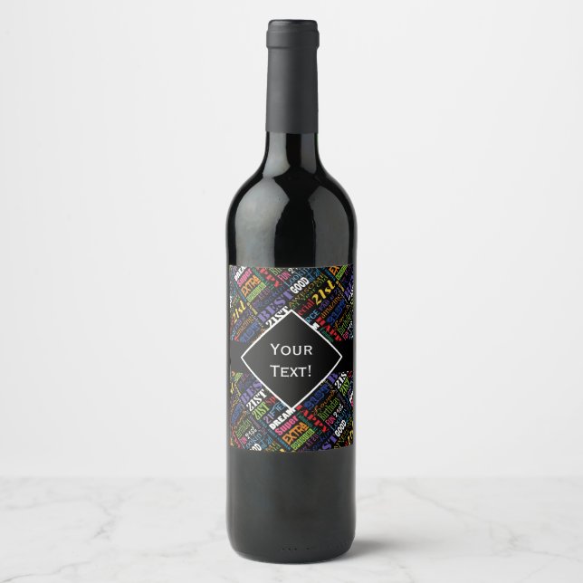 Fun 21st Birthday Party Personalised Monogram Wine Label (Front)