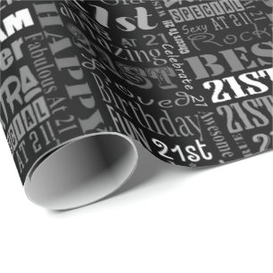 Fun 21st Birthday Party Personalised Monogram Wrapping Paper