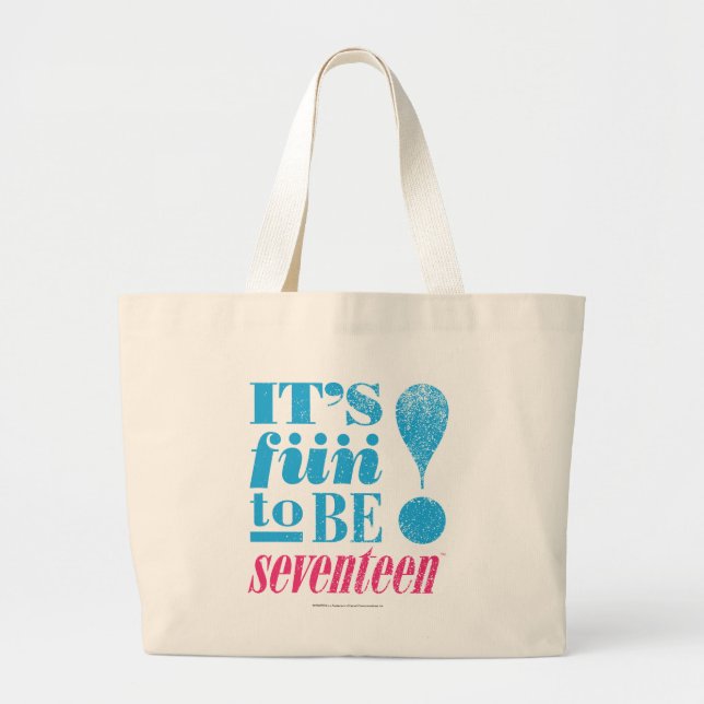 Fun 2 B 17-Aqua Large Tote Bag (Front)