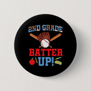 Fun 2nd Grade Baseball Player First Day Of School  6 Cm Round Badge