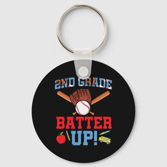 Fun 2nd Grade Baseball Player First Day Of School  Key Ring (Front)