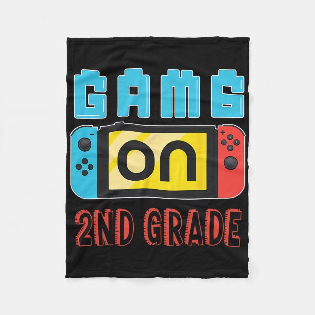 Fun 2nd Grade Level Unlocked Video Game Back To Sc Fleece Blanket (Front)