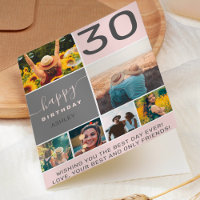 Fun 30 birthday pink 6 photo collage grid