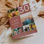 Fun 30 birthday terracotta 6 photo collage grid card<br><div class="desc">Modern simple 30th birthday boho terracotta 6 photo collage grid with editable colours and modern typography.</div>