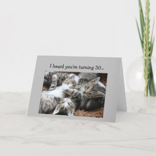 Fun 30th Birthday Kitten Cat Animal Humour  Card