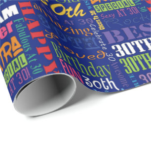 Fun 30th Birthday Party Personalised Monogram Wrapping Paper