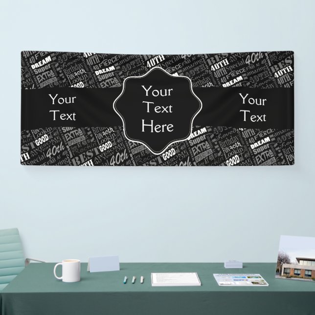 Fun 40th Birthday Party Personalised Monogram Banner (Tradeshow)