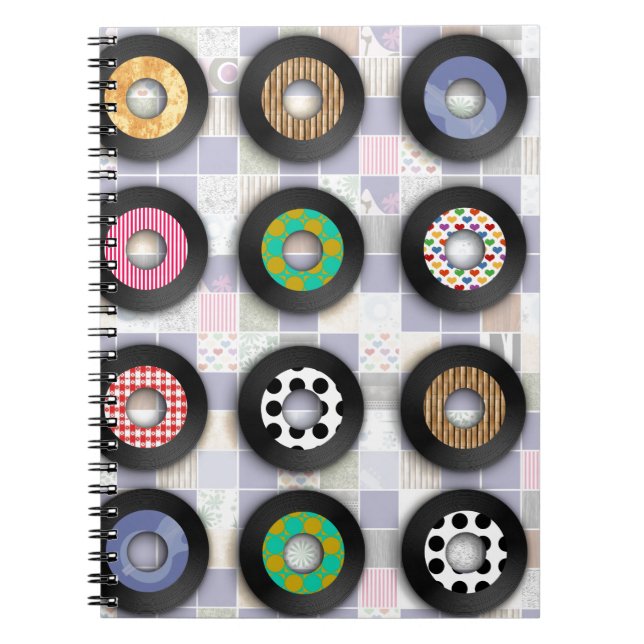 Fun 45 Records All over Notebook (Front)