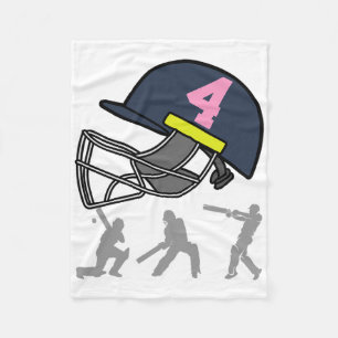 Fun 4th Birthday Cricket Player Boys Kids 4 Year O Fleece Blanket