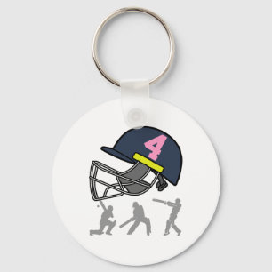 Fun 4th Birthday Cricket Player Boys Kids 4 Year O Key Ring