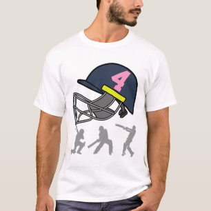 Fun 4th Birthday Cricket Player Boys Kids 4 Year O T-Shirt