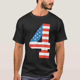 Fun 4th Birthday US American Flag 4th Of July Boy  T-Shirt