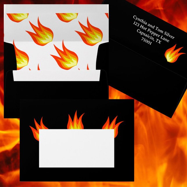 Fun 50th Birthday "Hot Tamale" Fire Flames Black Envelope (This fun black + fire motif 
envelope is perfect for summer birthday or bbq invitations.)