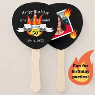 Fun 50th Birthday "Hot Tamale" Funny Personalised Hand Fan