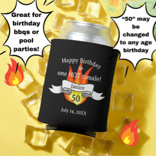 Fun 50th Birthday "Hot Tamale" Funny Photo Can Cooler