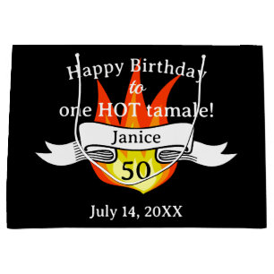 Fun 50th Birthday "Hot Tamale" Personalised Photo Large Gift Bag