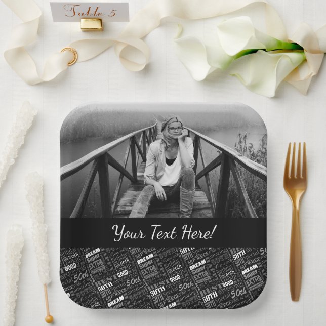Fun 50th Birthday Party Personalised Monogram Paper Plate (Wedding)
