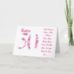 Fun, 50th birthday, sister, pink and white text. card<br><div class="desc">A white background featuring pink text,  on this 50th birthday greeting for a sister. My Funny Mind Greetings.</div>