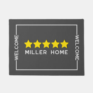 Fun 5 Star Review Family Name Custom Doormat