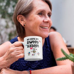 Fun 60 Going On Sweet Sixteen Cartoon Cow Coffee Mug