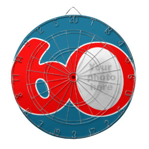 Fun 60th red & blue add your own photo dart board