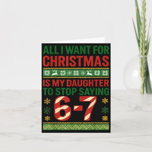 Fun 67 Six Seven Squad Meme Christmas Ugly Sweater Card (Front)
