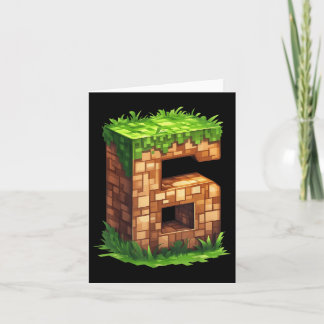 Fun 6th Birthday Number 6 Video Gamer Pixel Themed Card