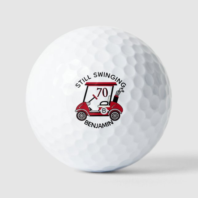 Fun 70TH Birthday Party Custom Cart Monogram Name  Golf Balls (Front)