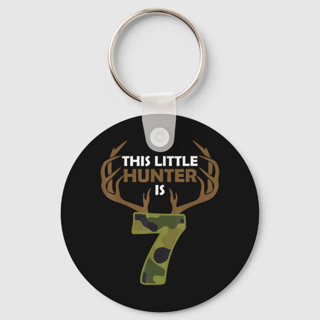 Fun 7th Birthday 7 Year Old Deer Hunter Gift For B Key Ring (Front)