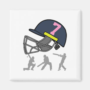 Fun 7th Birthday Cricket Player Boys Kids 7 Year O Magnet