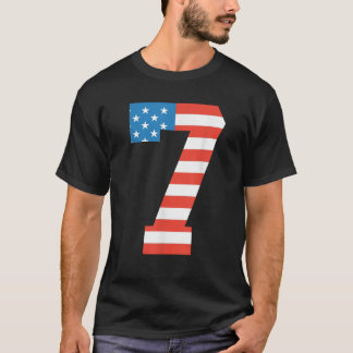 Fun 7th Birthday US American Flag 4th Of July Boy  T-Shirt