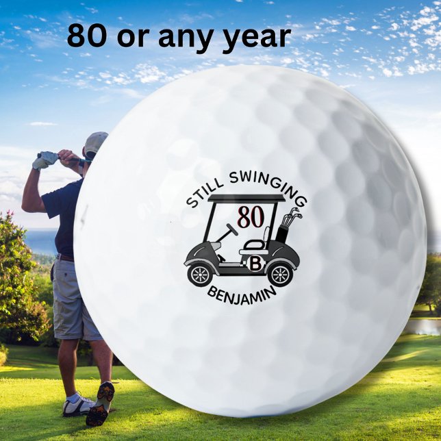 Fun 80TH Birthday Party Custom Cart Monogram Name  Golf Balls (Creator Uploaded)